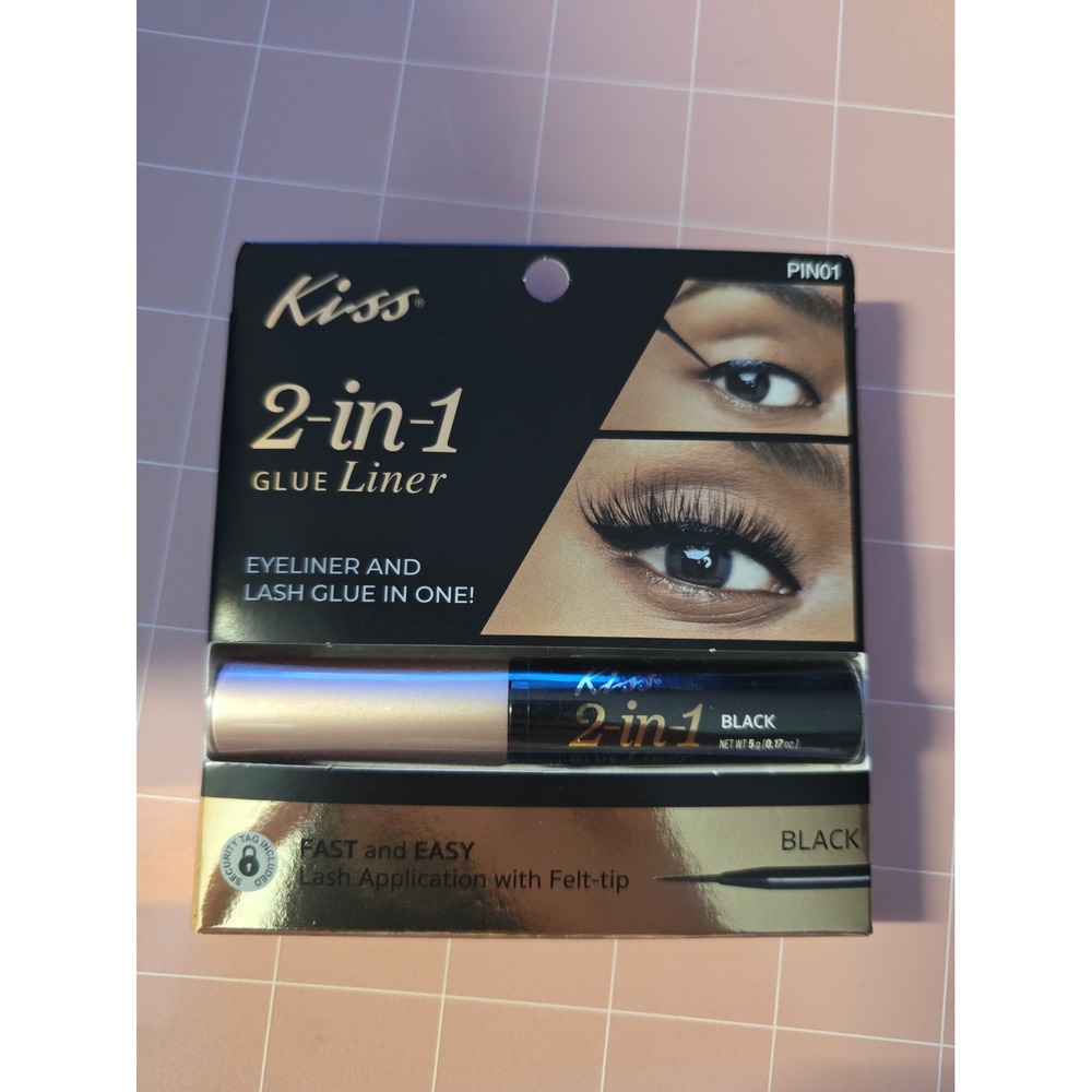 Kiss 2-in-1 Glue Liner Black Felt-tip Eyelash Adhesive PIN01 Discontinued New